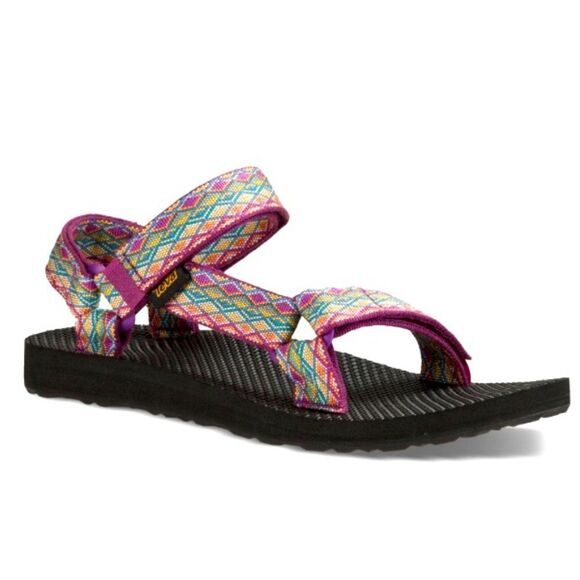 TEVA Sandals Original Universal Webbed Purple Multicolored Print Black Size 6 - Picture 1 of 9
